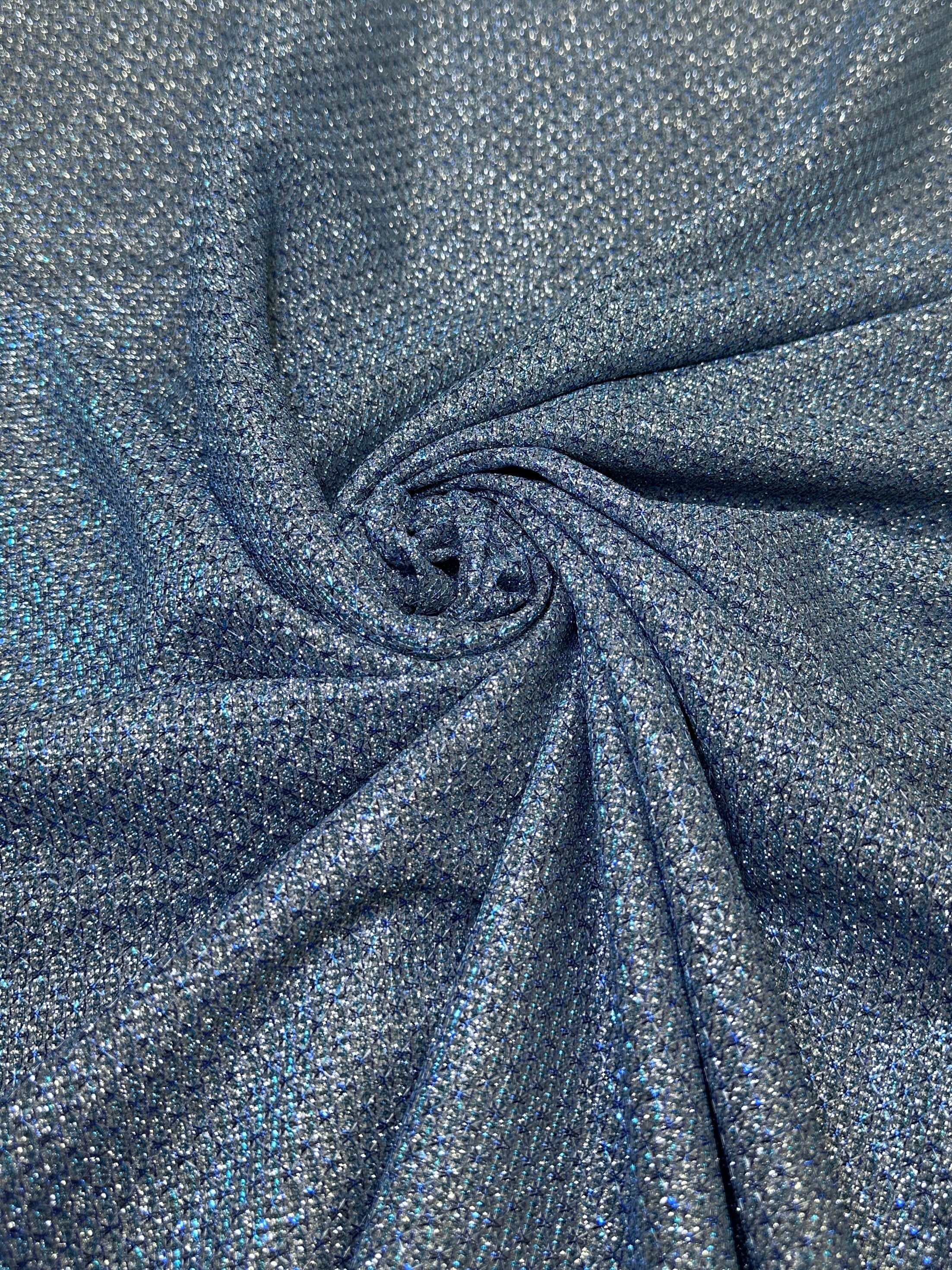Baby Blue Crackle Shimmery Lurex - KikiTextiles
