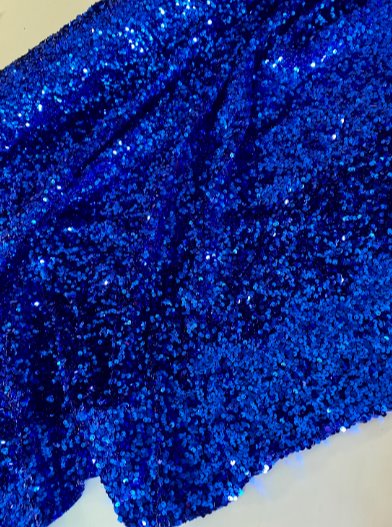 Blue Sewuin Pattern Royal Blue Sequin On Velvet - KikiTextiles